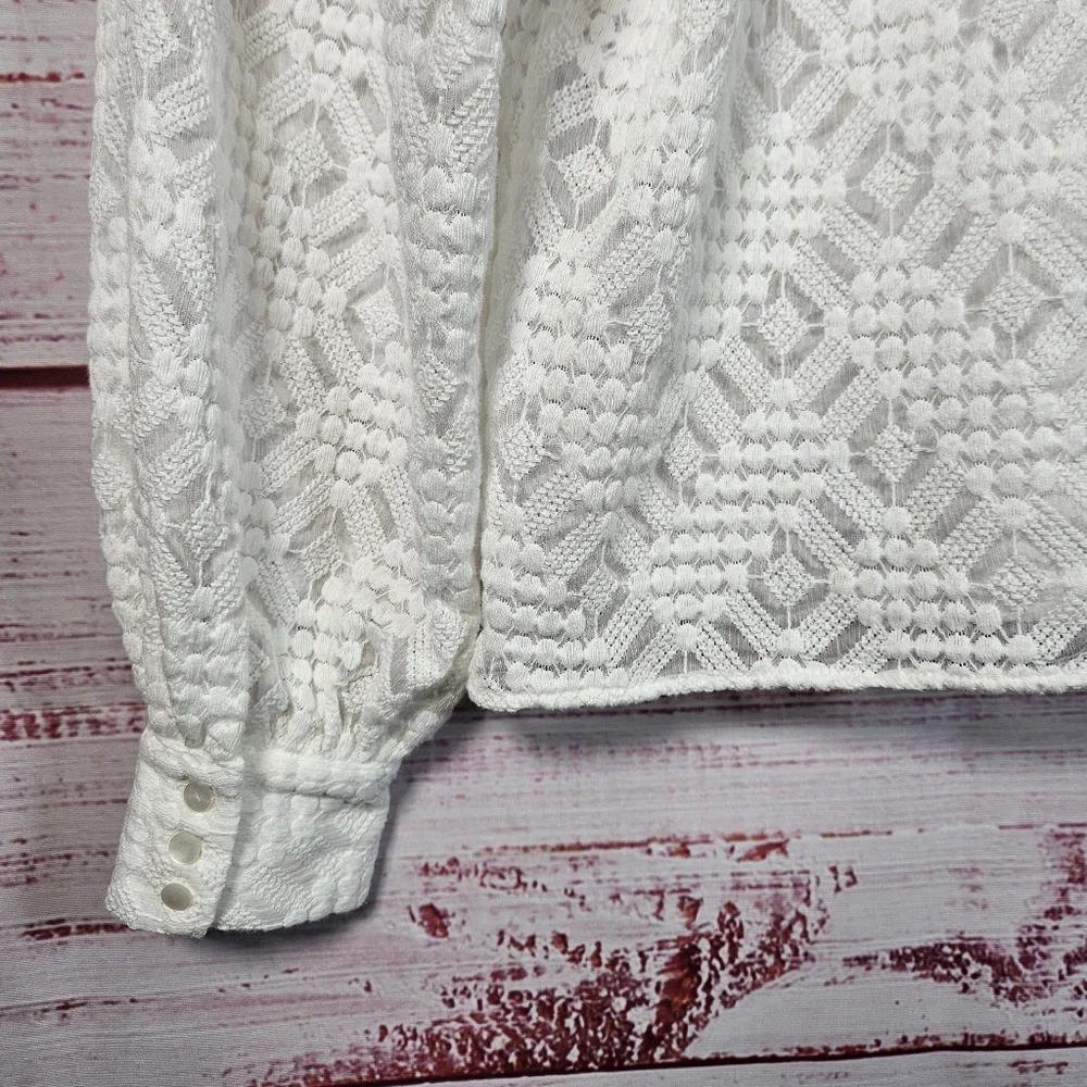 Sezane Shona White Lace Long Sleeve Blouse - Picture 13 of 15